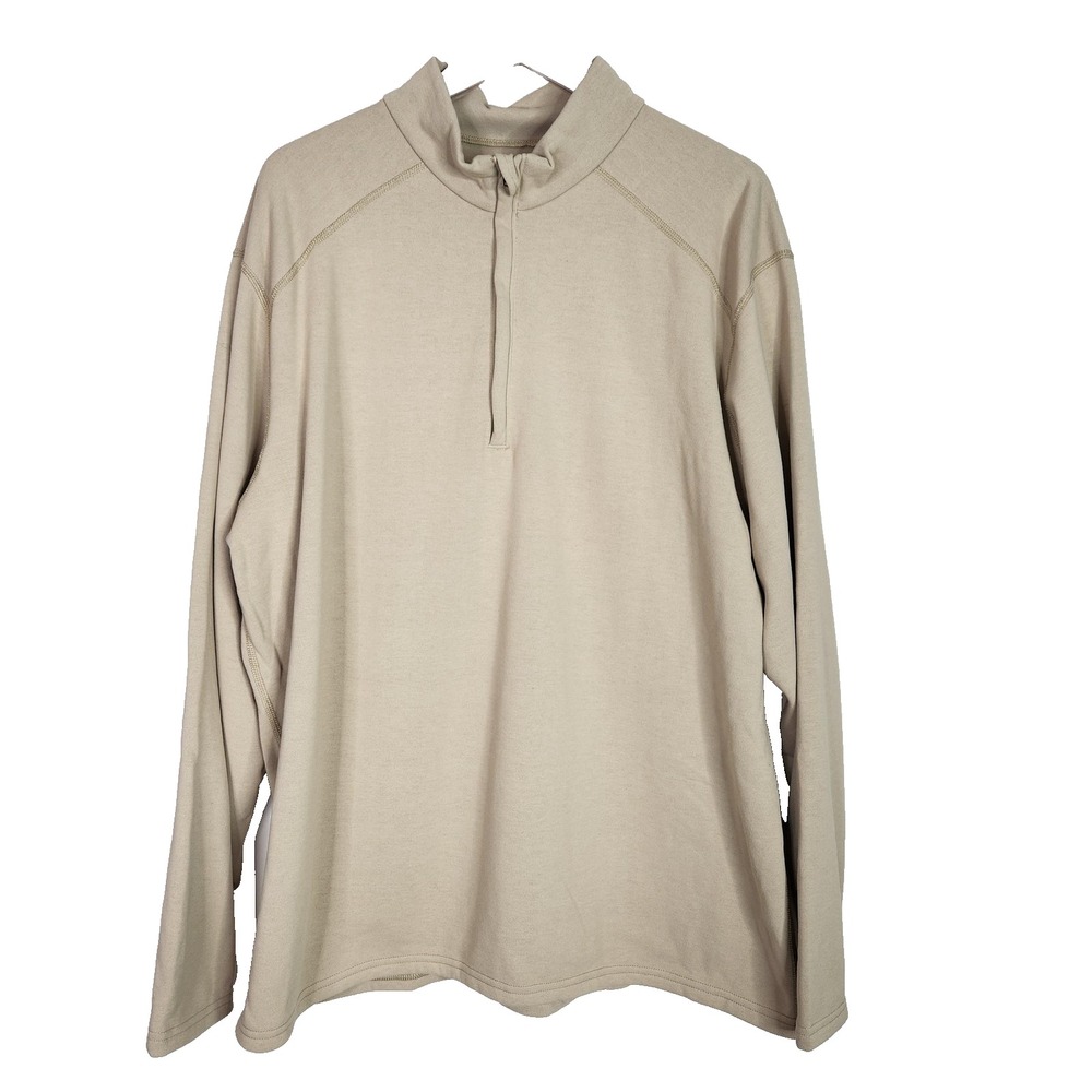 DRIFIRE Flame‎ Resistant Shirt Mens XL Beige Mock Neck Long Sleeve Made in USA